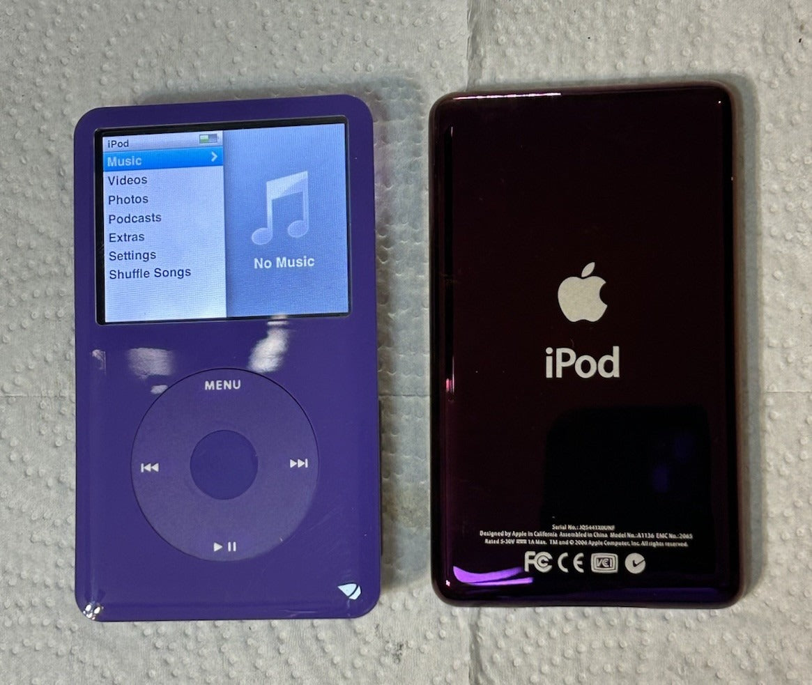 Apple iPod Classic 7th Generation Purple Purple Back | 2TB SSD Bluetooth Mod | USB-C Fast Charging | Upgraded Mega Battery | Fully Refurbished | Rare Edition