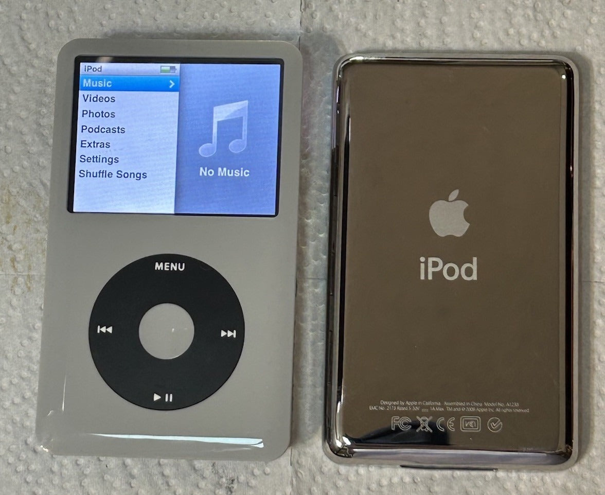 Apple iPod Classic 7th Generation  Gray Silver Back | 2TB SSD Bluetooth Mod | USB-C Fast Charging | Upgraded Mega Battery | Fully Refurbished | Rare Edition