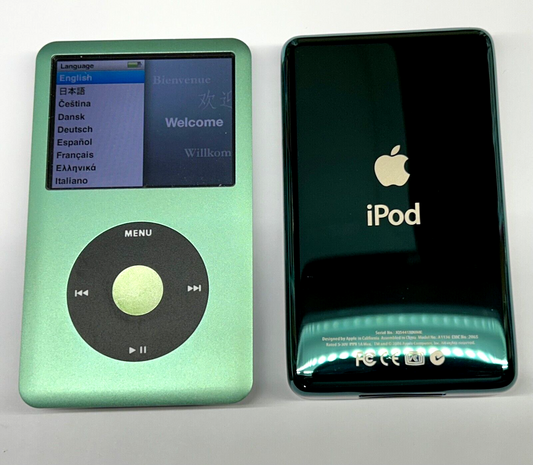 Apple iPod Classic 7th Generation  Green Front/Teal Back | 2TB SSD Bluetooth Mod | USB-C Fast Charging | Upgraded Mega Battery | Fully Refurbished | Rare Edition