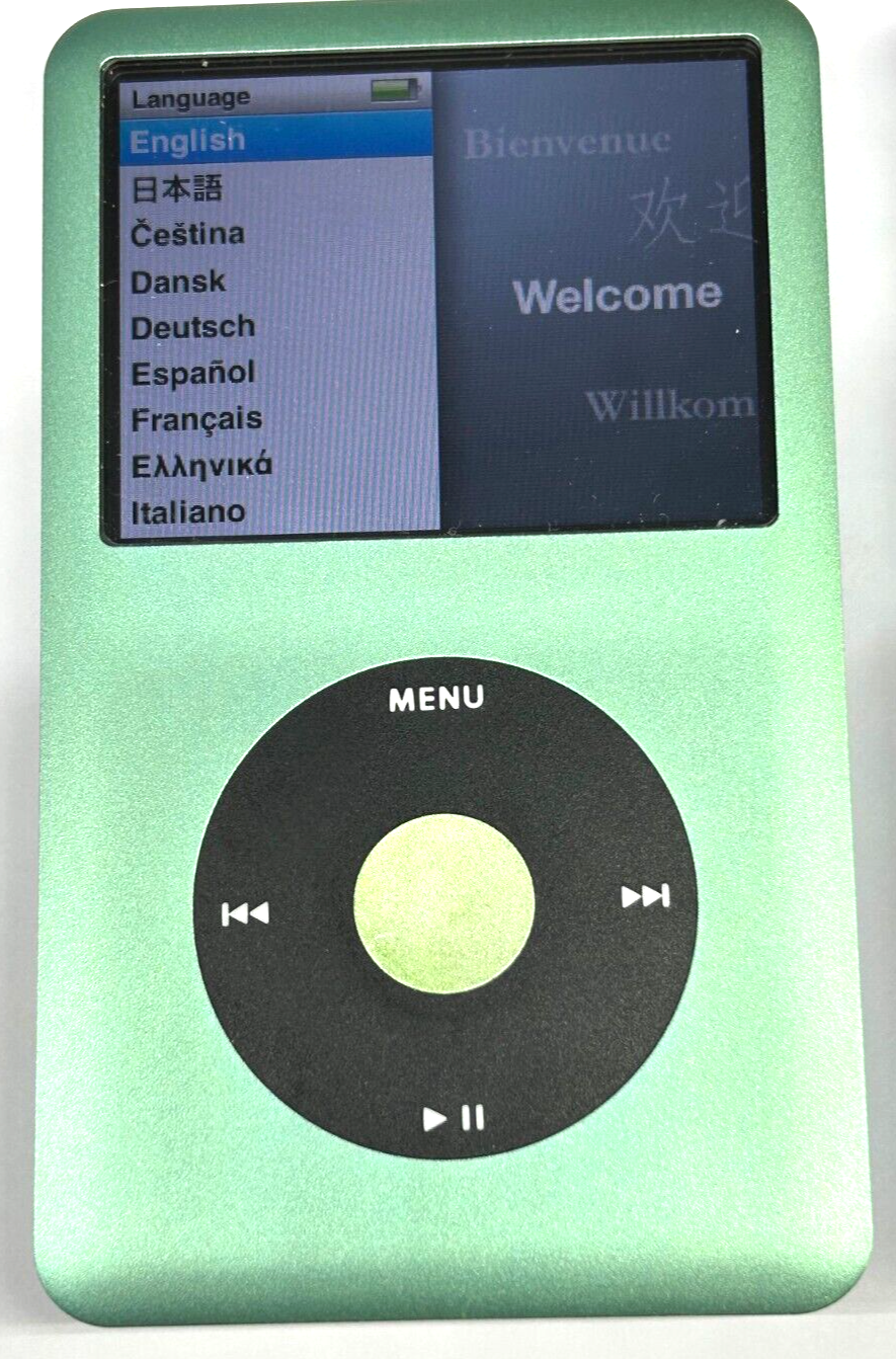 Apple iPod Classic 7th Generation  Green Front/Teal Back | 2TB SSD Bluetooth Mod | USB-C Fast Charging | Upgraded Mega Battery | Fully Refurbished | Rare Edition