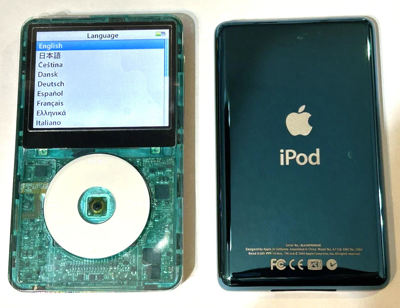 Bluetooth Mod Apple iPod Classic 5.5th Turq 2TB SSD Wolfson DAC Atomic 3000 Mega Battery