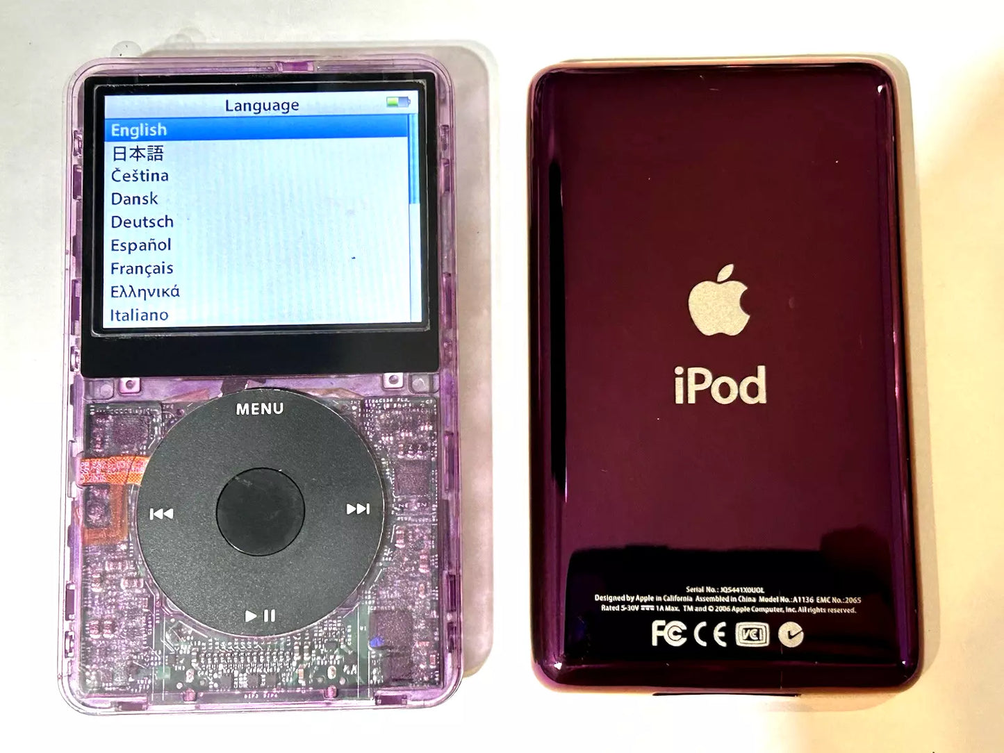 Bluetooth Mod Apple iPod Classic 5.5th Plumb 2TB SSD Wolfson DAC Atomic 3000 Mega Battery
