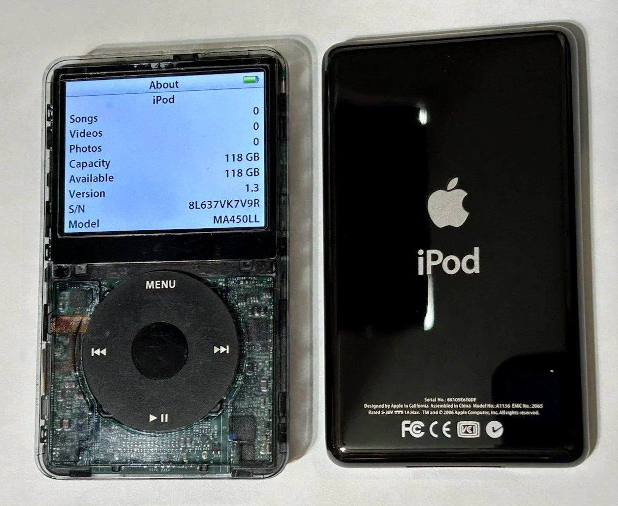 Bluetooth Mod Apple iPod Classic 5.5th Smoked 2TB SSD Wolfson DAC Atomic 3000 Mega Battery