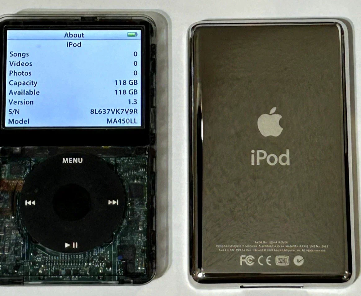 Bluetooth Mod Apple iPod Classic 5.5th Smoked 2TB SSD Wolfson DAC Atomic 3000 Mega Battery